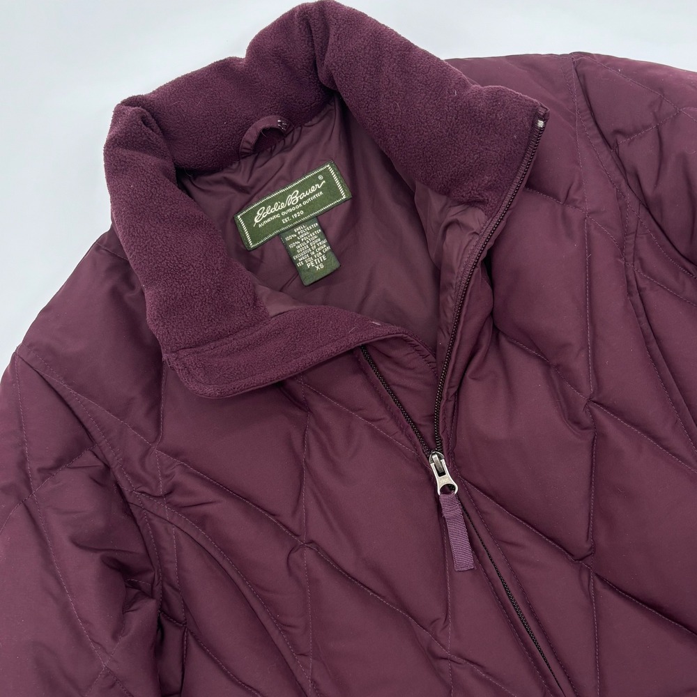 Eddie Bauer Womens Petite XS Quilted Goose Down Insulated Puffer Jacket‎ Maroon
